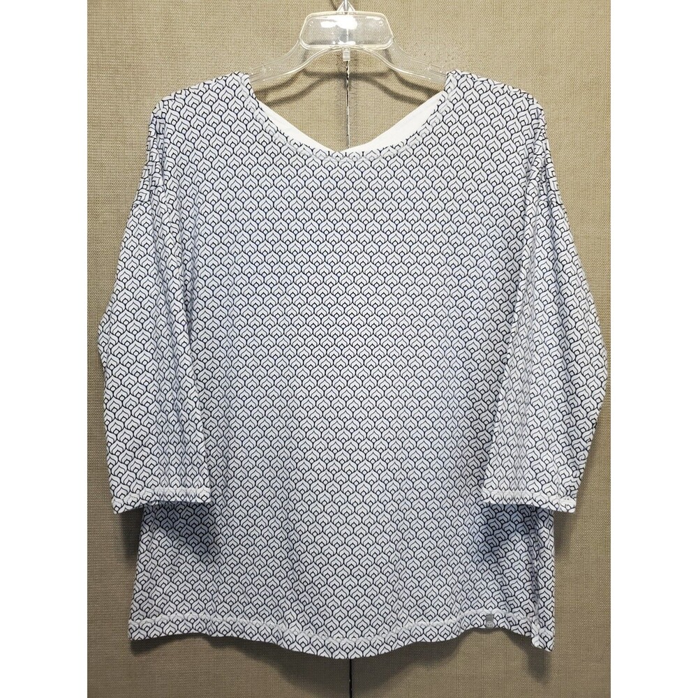 T by Talbots Outlined Scallop Print Cross Back Knit Tunic Size XL